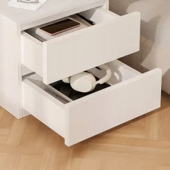 Szafka nocna biała praktyczna do sypialni szafka z szufladami loft