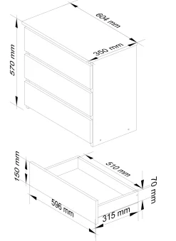 Szafka Nocna Cl3 60 Cm Pk Biała