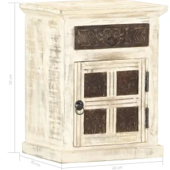 Szafka Nocna Drewniana Biała Komoda Stolik Nocny Do Sypialni 40x30x50 cm