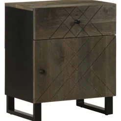 Szafka Nocna Drewniana Czarna Komoda Stolik Nocny Do Sypialni 50x33x60 cm