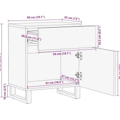 Szafka Nocna Drewniana Czarna Komoda Stolik Nocny Do Sypialni 50x33x60 cm