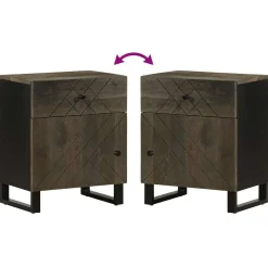 Szafka Nocna Drewniana Czarna Komoda Stolik Nocny Do Sypialni 50x33x60 cm