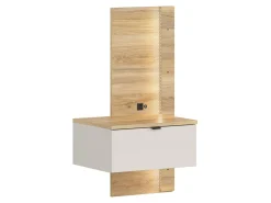 Szafka nocna Glamour 50 lewa z szufladą kaszmir/dąb mauvella USB LED