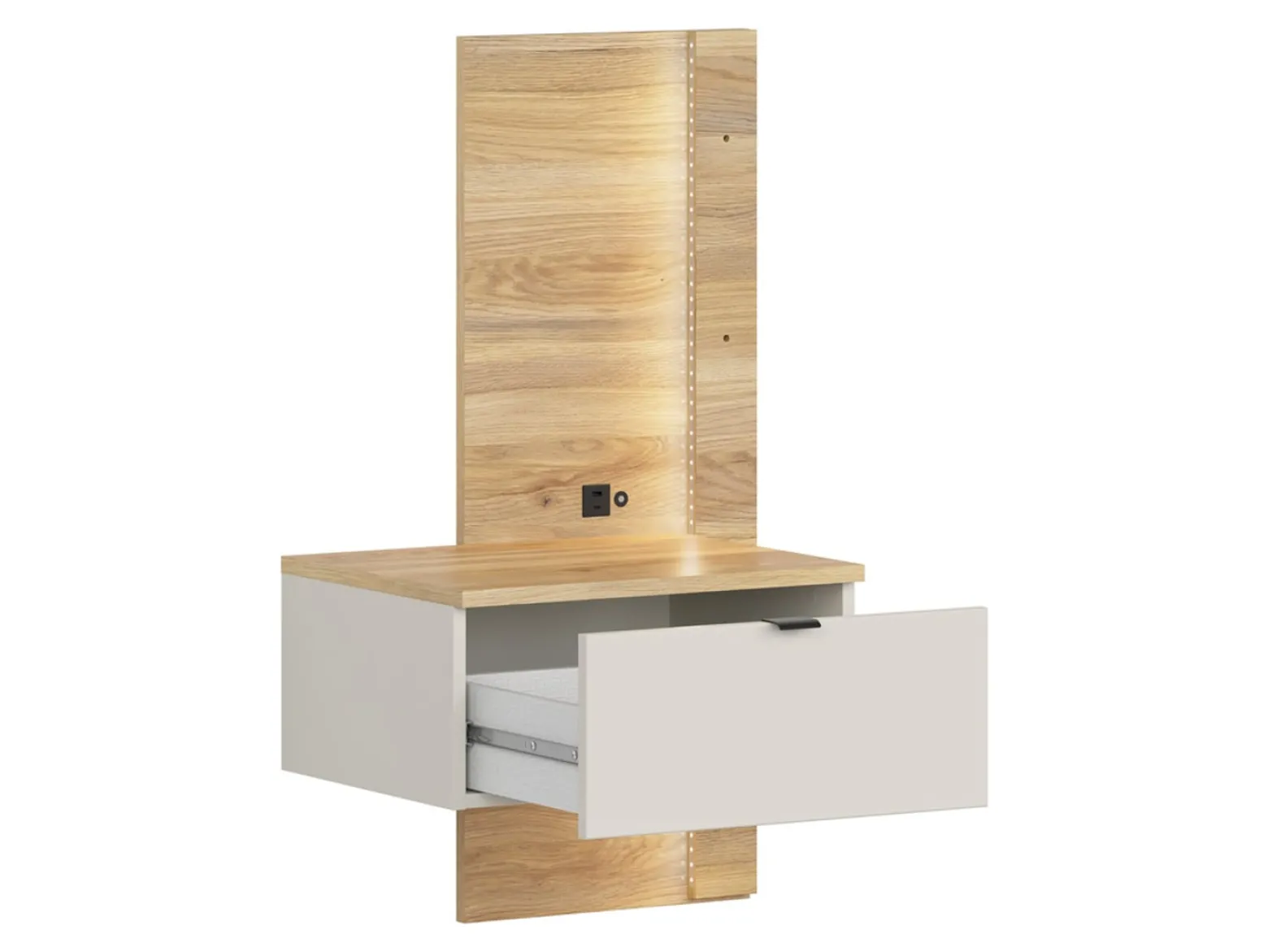 Szafka nocna Glamour 50 lewa z szufladą kaszmir/dąb mauvella USB LED