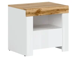 Szafka nocna Holten 54 cm z szufladą biały połysk/dąb wotan
