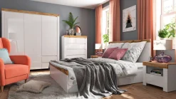 Szafka nocna Holten 54 cm z szufladą biały połysk/dąb wotan