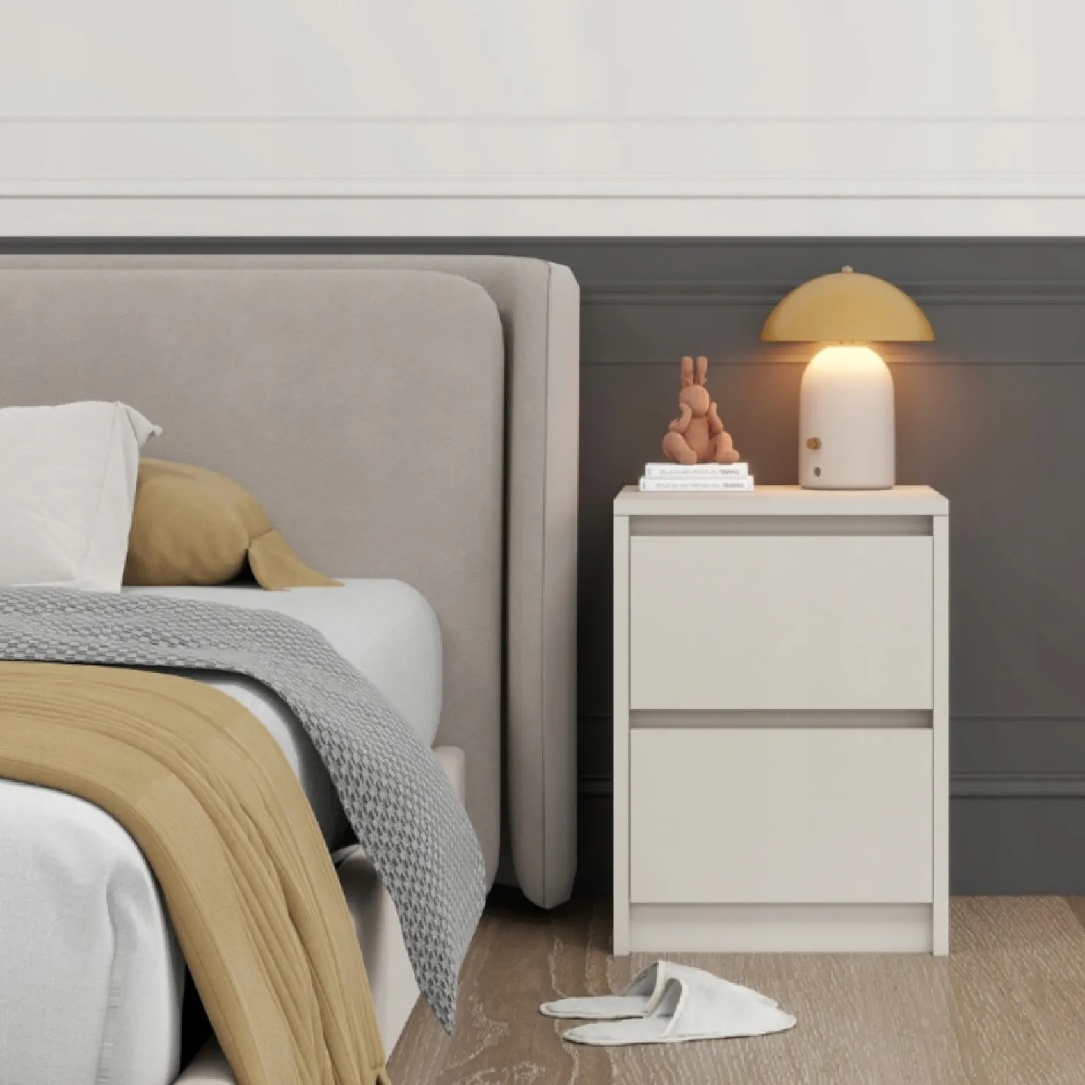 Szafka nocna loft 42x52x43cm 2 szuflady stolik nocny nowoczesny Kaszmir