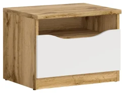 Szafka nocna Nuis 50 cm z szufladą dąb wotan/biały połysk