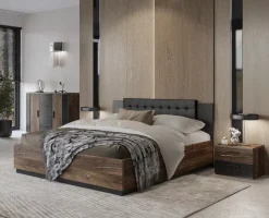 Szafka nocna SIGMA 2S dąb flagstaff srebrny/czarny mat