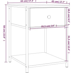 Szafka Nocna Stolik Brązowa z Regulowanymi Nóżkami Do Sypialni 44x45x58 cm