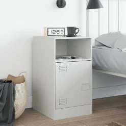Szafka Nocna Stolik Komoda Biała z Drzwiami Do Sypialni 34,5x39x62 cm