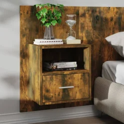 Szafka Nocna Stolik Komoda Brązowa Wisząca Do Sypialni 48,5x32,5x80 cm