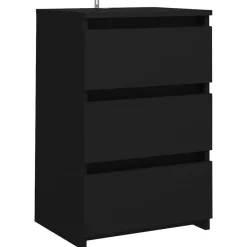 Szafka Nocna Stolik Komoda Czarna z Szufladą Do Sypialni 40x35x62,5 cm
