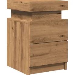 Szafka Nocna Stolik Komoda Szara z Szufladą z LED Do Sypialni 35x39x55 cm