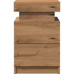 Szafka Nocna Stolik Komoda Szara z Szufladą z LED Do Sypialni 35x39x55 cm