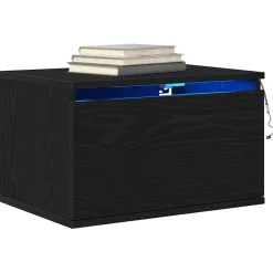 Szafka Nocna Wisząca Czarna Komoda Stolik Nocny Do Sypialni 50 x 36 x 30 cm