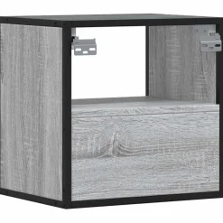 Szafka Nocna Wisząca Szara Komoda Stolik Nocny Do Sypialni 40x31x39.5 cm