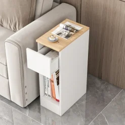Szafka nocna wąska z szufladą stolik z półką nowoczesny loft sypialni 60 cm