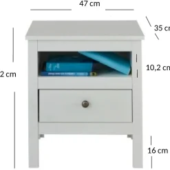 Szafka Nocna z Szufladą do Sypialni AZURA 47 cm Biała
