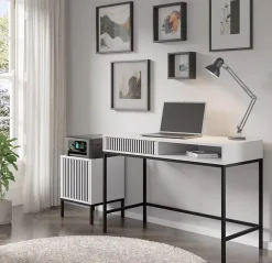 Szafka pod biurko z lamelami w stylu glamour - Luren