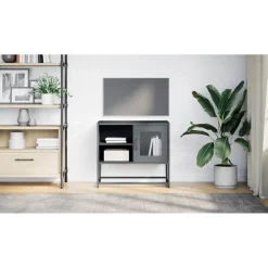 Szafka Pod Telewizor Antracytowa Półka Szafka RTV Stalowa 68x39x60.5 cm