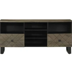 Szafka pod telewizor czarna 100x33x46 cm lite drewno mango