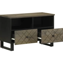 Szafka pod telewizor czarna 70x33x46 cm lite drewno mango