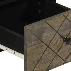 Szafka pod telewizor czarna 70x33x46 cm lite drewno mango