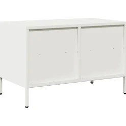 Szafka Pod Telewizor Półka Stolik RTV Biały Stal 68x39x43.5 cm