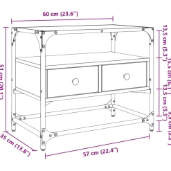 Szafka Pod Telewizor Półka Stolik RTV Brązowy 60x35x51 cm