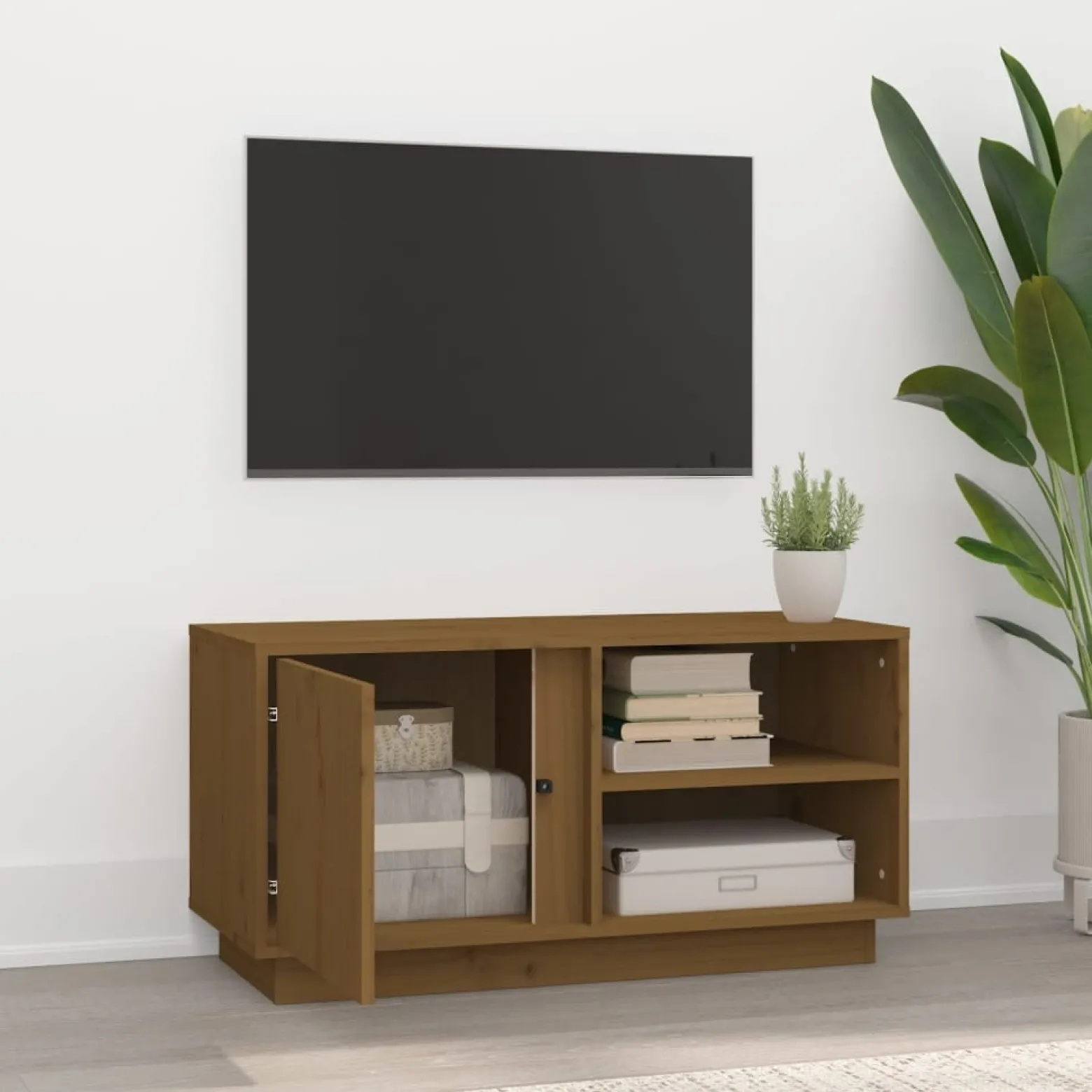 Szafka pod Telewizor Rtv Brąz Mat Drzwiczki Nowoczesny 80x35x40,5cm