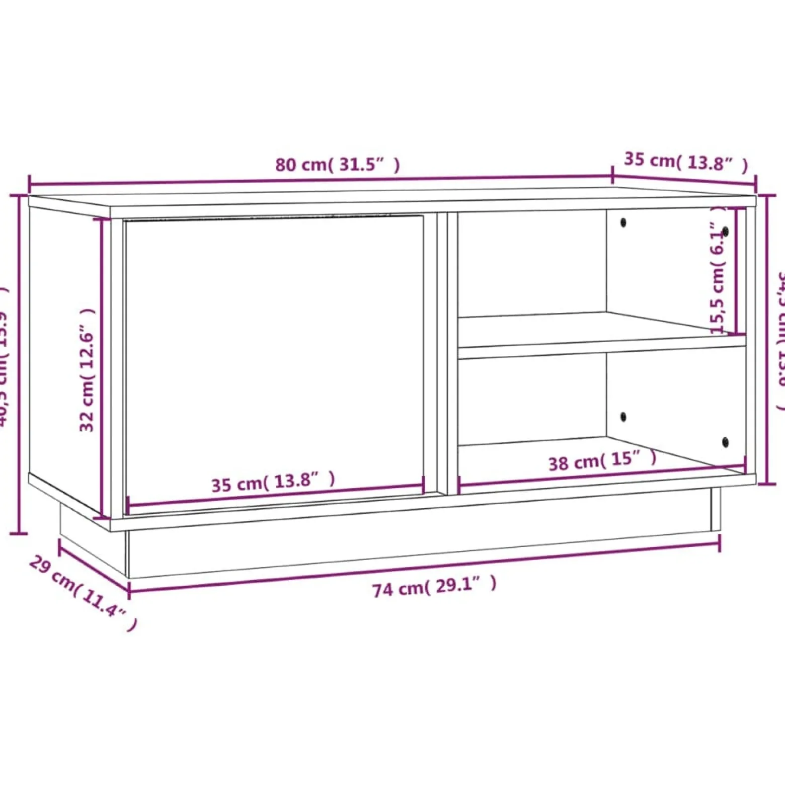 Szafka pod Telewizor Rtv Brąz Mat Drzwiczki Nowoczesny 80x35x40,5cm
