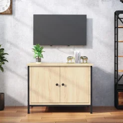 Szafka Pod Telewizor Stolik Półka Szafka RTV Brązowa 60x35x45 cm