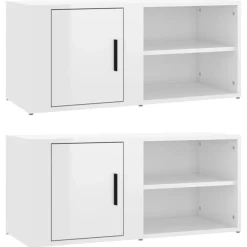 Szafka Pod Telewizor Szafka RTV Komoda Biały Połysk 80x31,5x36 cm