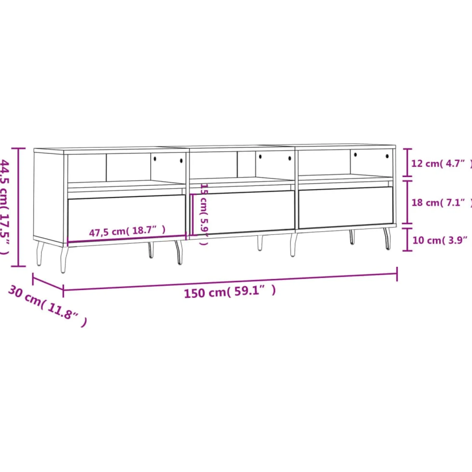 Szafka pod TV dąb sonoma 150x30x44.5 cm