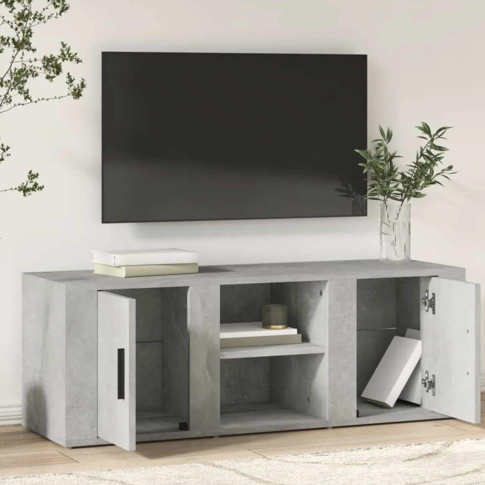 Szafka pod TV szarość betonu 100x31.5x35 cm