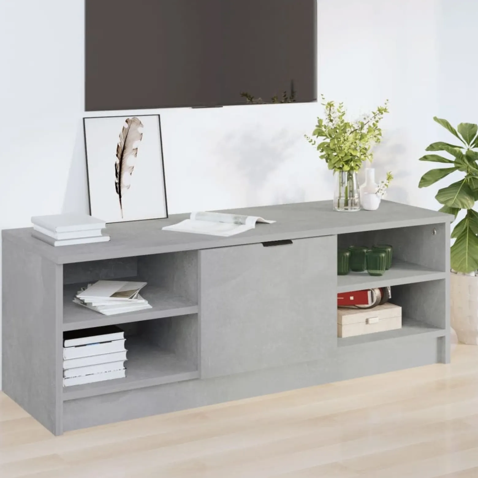 Szafka pod TV szarość betonu 102x35.5x36.5 cm