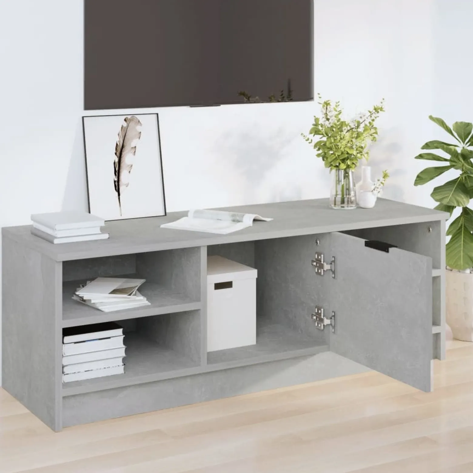 Szafka pod TV szarość betonu 102x35.5x36.5 cm