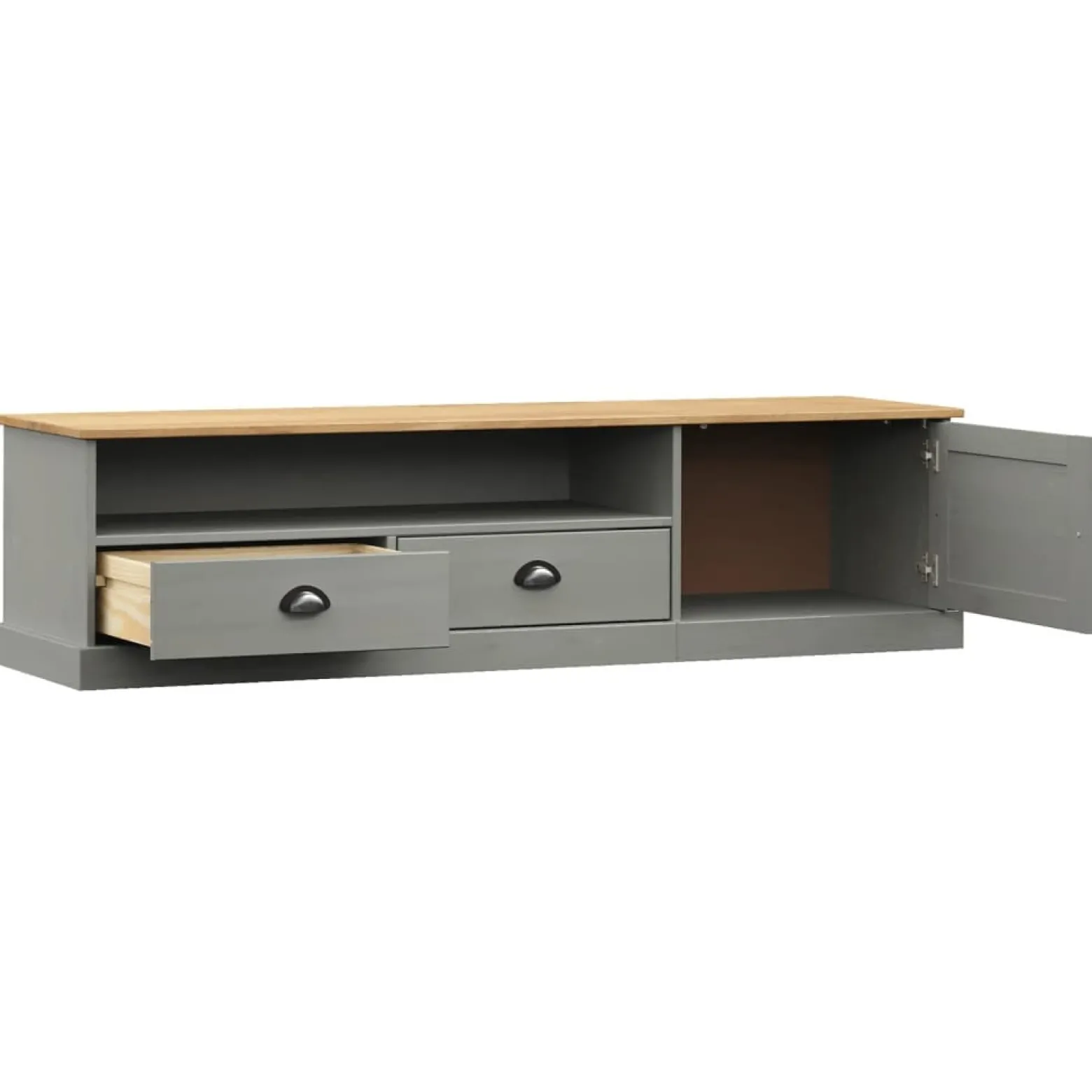 Szafka pod TV VIGO szara 156x40x40 cm lite drewno sosnowe
