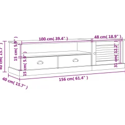 Szafka pod TV VIGO szara 156x40x40 cm lite drewno sosnowe