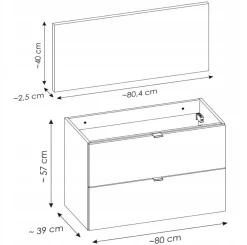 Szafka Pod Umywalkę 80 cm CZARNY BLAT WISZĄCA 2S NOVA OAK
