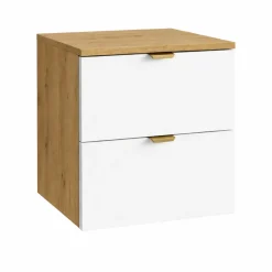 Szafka pod Umywalkę z Blatem 60cm 2 Szuflady Dąb Artisan / Biały