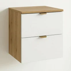 Szafka pod Umywalkę z Blatem 60cm 2 Szuflady Dąb Artisan / Biały