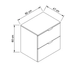 Szafka pod Umywalkę z Blatem 60cm 2 Szuflady Dąb Artisan / Biały