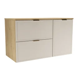 Szafka pod Umywalkę z Koszem 100cm Fronty Ramka Dąb Cremona/Kaszmir
