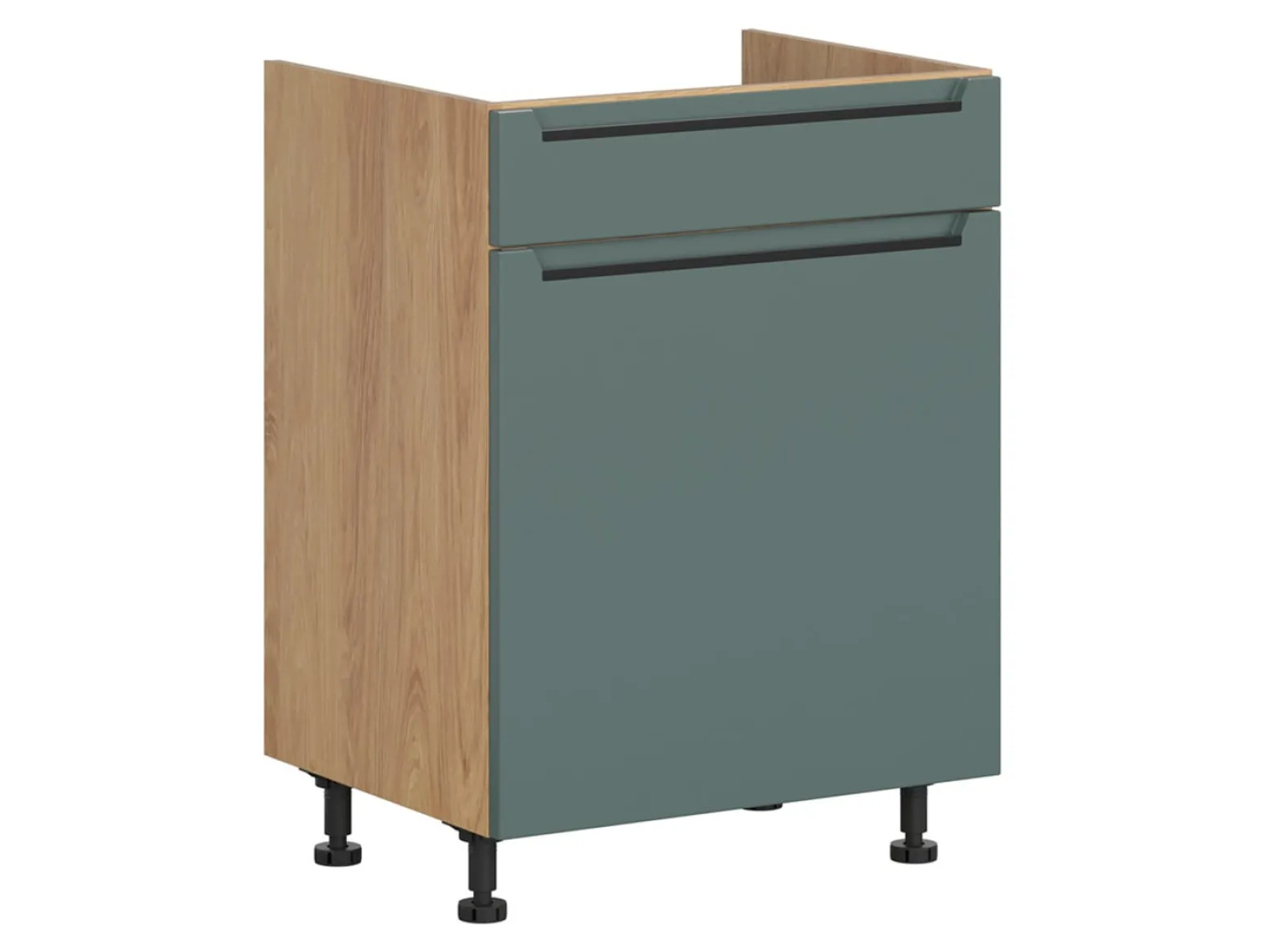 Szafka pod zlewozmywak Iris 60 cm z szufladą cichy domyk zieleń boho