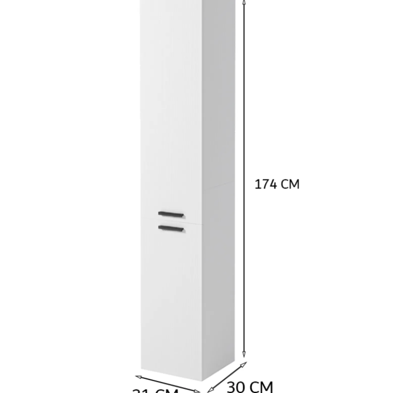 Szafka regał łazienkowy słupek biały z drzwiami 174 cm