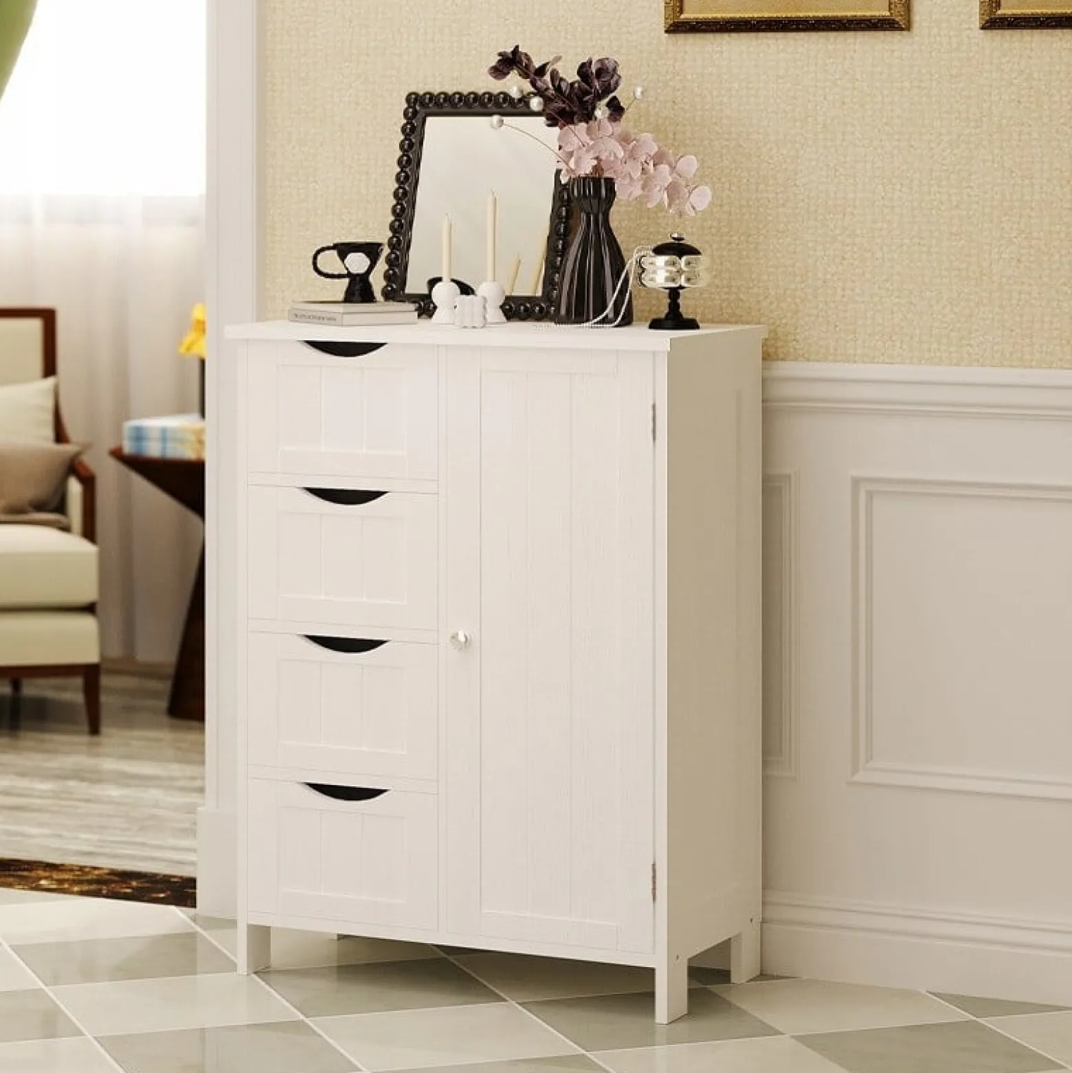 Szafka regał komoda łazienka przedpokój loft 3 szuflady biała wysoka 80 cm