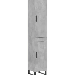 Szafka Regał Komoda Szara Beton z Drzwiami 34.5x34x180 cm do Salonu Pokoju