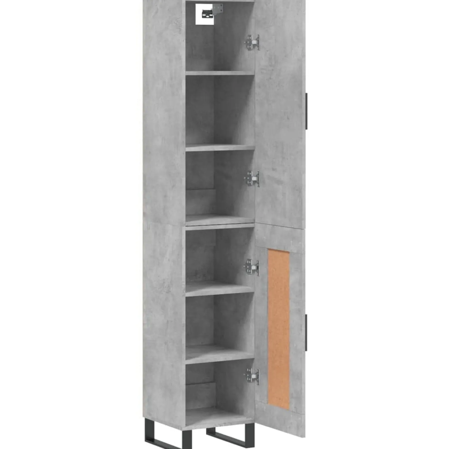 Szafka Regał Komoda Szara Beton z Drzwiami 34.5x34x180 cm do Salonu Pokoju